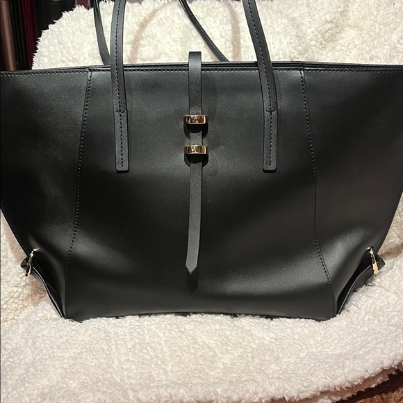 Zac Posen Sleek Black Tote with Gold Details - Picture 1 of 5